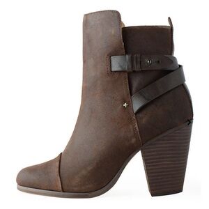 rag & bone • Brown Distressed Suede Kinsey Cap Toe Ankle Leather Bootie Size 39